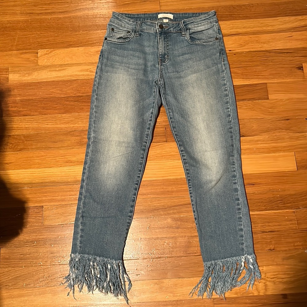 Sun & Shadow crop fringe jeans